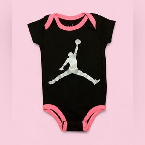 Air Jordan Baby Bodysuit 12M – Black & Pink Glitter Jumpman Logo